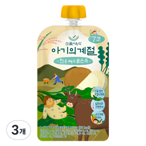 에코맘의산골이유식 아기의 계절 한우 채소 묽은죽, 100g, 3개