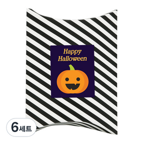 도나앤데코 스트라이프 반달상자M 블랙 10p + 러블리 할로윈 happy halloween 펌킨 사각5cm스티커 10p, 6세트