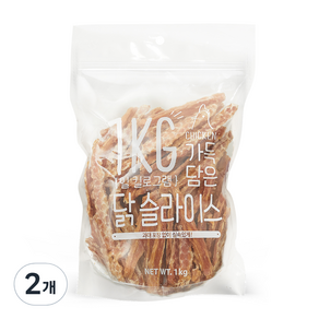 슈퍼츄 일킬로그램 가득 담은 강아지 육포 1kg, 닭 슬라이스, 2개