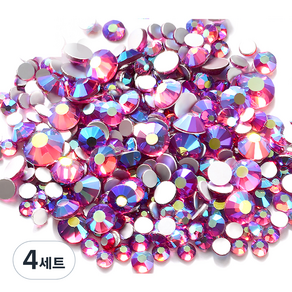 메이브라운 셀프네일 고급 컬러 사이즈혼합 평 네일스톤, M03101(퍼플핑크), 4세트