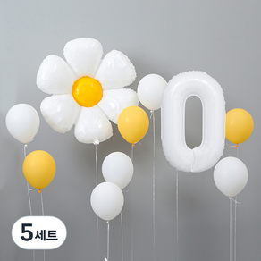 대형 데이지 숫자 풍선 세트 0, 랜덤발송(커링리본), 5세트