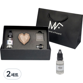 엠퓨처 차량용 하트 방향제 매트로즈골드 + 오일 15ml x 2p 세트 + 쇼핑백, 2세트, 블랙베리베이