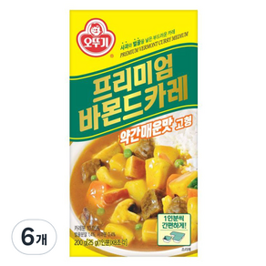 오뚜기 프리미엄 바몬드카레 약간매운맛, 200g, 6개