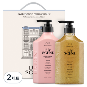 럽센트 바디워시 플라워마켓 화이트튤립향 500ml + 스크럽 워시 벌스데이케이크 라즈베리 바닐라향 500ml 세트, 2세트