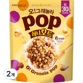 마켓오네이처 오 그래놀라 팝 허니오트, 480g, 2개