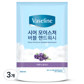 애경바세린 시어 모이스처 버블 핸드워시 라벤더향 리필, 450ml, 3개