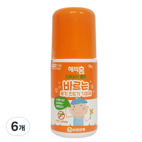 해피홈 아웃도어 롤온 바르는 모기 진드기 기피제, 50g, 6개