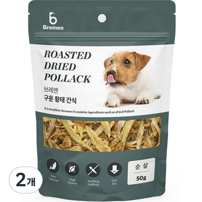 Bemen 구운 황태 강아지 간식, 황태 순살, 50g, 2개