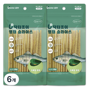 닥터조이 강아지 명태슬라이스 간식, 초록입홍합, 80g, 6개