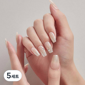 데싱디바 매직프레스 네일팁 세트, 크리스탈샴페인, 5개