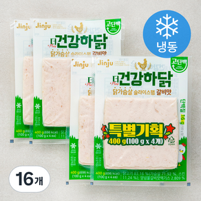 진주햄 건강하닭 슬라이스햄 갈비맛 (냉동), 100g, 16개