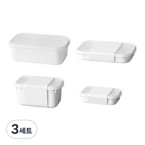 일상나눔 PP 전자레인지용 밀폐 보관 용기 4종 세트, 3세트, 밀폐용기 350ml + 700ml + 800ml + 1600ml