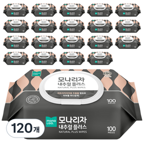 모나리자 내추럴 플러스 물티슈 캡형, 192g, 100매입, 120개