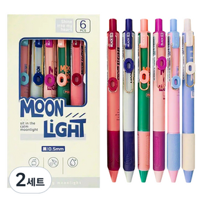 동아피엠에스 MOON LIGHT 속건성 볼펜 6종 세트 0.5mm