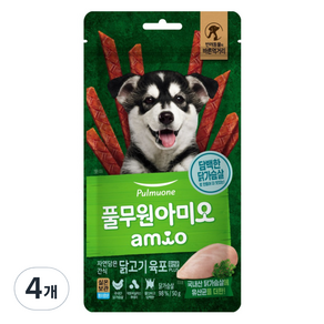 풀무원아미오 강아지 자연담은 육포 유산균PLUS, 닭가슴살, 50g, 4개