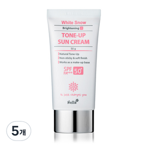 넬라 하얀눈 광채 발효 톤 업 선크림 SPF50+ PA+++, 5개, 50ml