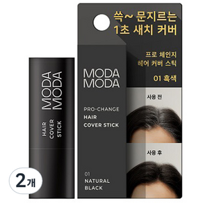 모다모다 프로체인지 헤어 커버 스틱 3.5g, 1호 흑색, 2개