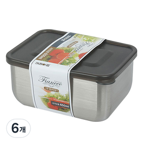 키친아트 피앙세 스텐 냉동보관용기 사각 2호 650 ml, 6개, 단품