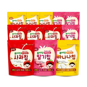 퓨어잇 동결건조 과일칩 3종 x 4p 세트, 1세트, 사과, 딸기, 바나나, 12g