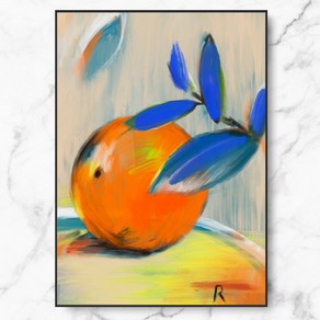 RYMD Oange Painting 인테리어 액자, 블랙 수지 액자, 중형