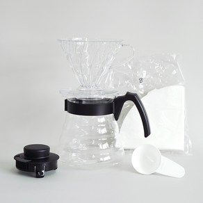 하리오 V60 입문용 핸드드립세트 1~4인용 VCND-02B-EX, 서퍼 + 드리퍼 + 여과지 + 계량스푼, 600ml, 1세트