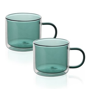 벨르디자인 이리스 내열 유리 머그컵 260ml, 그린, 2개