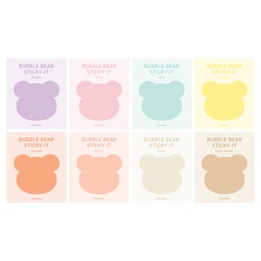 모노라이크 버블 베어 스티키 점착메모지 8종 세트, Puple, Pink, Mint, Yellow, Oange, Peach, Beige, Light bown, 1세트, 1세트