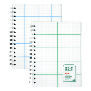 핑크풋 5000 PP 그리드 노트 5mm 2종 세트, 그린, 블루, 1세트