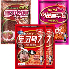 토코 떡밥 싹쓰리텐 토코텍7 2개 + 딸기어분 + 어분글루텐 세트, 1세트