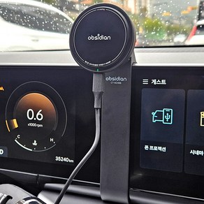 옵시디언 Qi2 e쿨링 핸드폰 고속 차량용 무선충전거치대 CT-MW9PE+CT-HCH06