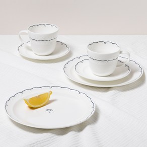 한국도자기 화 모닝 식기세트 6p, 혼합색상, 1세트, 커피컵 2p + 커피받침 2p + 접시 21.5cm 2p