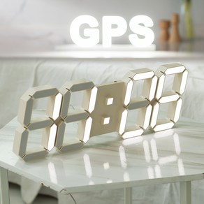 플라이토 위성 GPS 인테리어 LED 벽시계 38cm, 크림