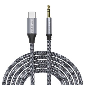 스페이스쉴드 3.5mm 3극 AUX to USB-C타입 이어폰 오디오 연장 케이블, 그레이, 1개, 3m