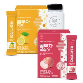 참앤들황토농원 데이앤 콤부차 레몬 5g x 30p + 복숭아 5g x 30p + 보틀 세트