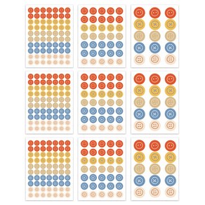 슬로우데코 포인트 꾸미기 스티커 3종 x 3p 세트, 6 단추, 1세트