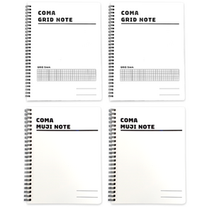 투코비 코마 노트 A5 그리드 2p + 무지 2p, 화이트, 1세트