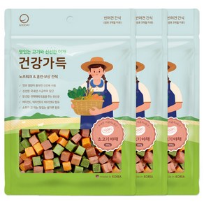 굿데이 강아지 건강가득 간식, 소고기 + 야채, 300g, 3개