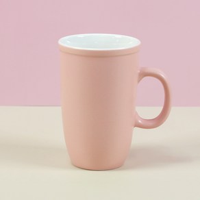 해피정 오벌 라인 롱 무광 머그컵 480ml, 핑크, 1개
