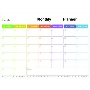 리빙테일러 월간 고무자석 스케줄 보드 가로형 달력 화이트 레인보우