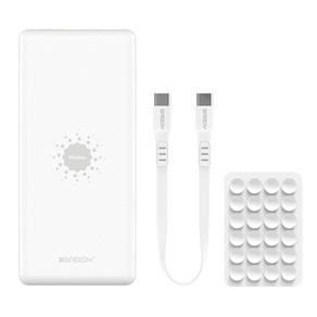 SPEEDY 퓨어 멀티 고속 무선W 보조배터리 10000mAh 플러스 멀티단자, SPE-PA10PQ10, WHITE