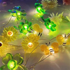 쿼르디 LED 인테리어 USB 줄전구 50구 5m, 해바라기 + 나비 + 네잎 클로버