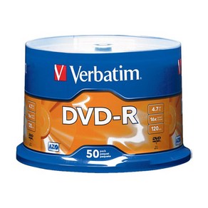 버바팀 DVD-R 4.7GB 16X 공디스크 케이크 50p, 97176, 1개