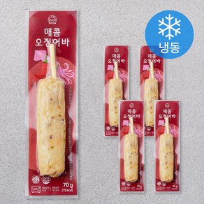 장우손부산어묵 매콤 오징어바 (냉동), 70g, 5개