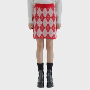 큐리티 C ARGYLE PATTERN JACQUARD KNIT SKIRT