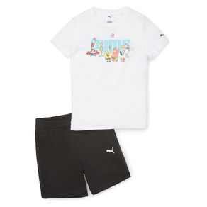 [PUMA]푸마_아동용_스폰지밥 반바지 저지세트_SPONGEBOB SHORT JERSEY SET_화이트-블랙_67586302