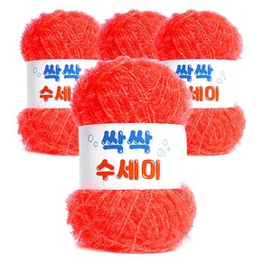 쎄비 싹싹수세미 뜨개실 80g, 322 형광피치, 4개