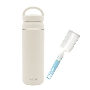 KEEP 이지 핸들 텀블러 500ml + 텀블러 세척솔 세트, 크림, 1개