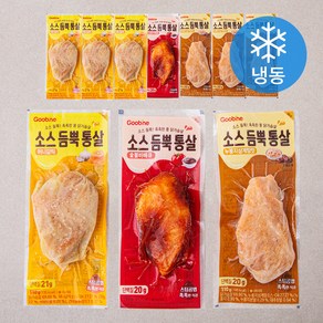 굽네 소스 듬뿍 통살 닭가슴살 허니갈릭맛 110g x 4개 + 누룽지 삼계탕맛 110g x 4개 + 숯불 바베큐 110g x 2개 세트 (냉동), 1세트