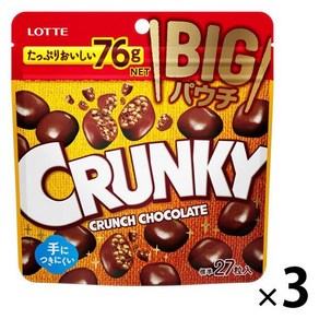 일본간식 일본초콜릿 일본초콜렛 롯데재팬 LOTTE 크런키 CRUNKY 초콜릿 빅파우치 27개입 x 3봉, 76g, 3개