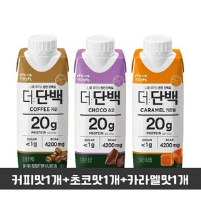 빙그레 더단백드링크 250ml 커피1+초코1+카라멜1(총3개입)/단백질드링크/우유단백질/단백질보충/무, 1세트